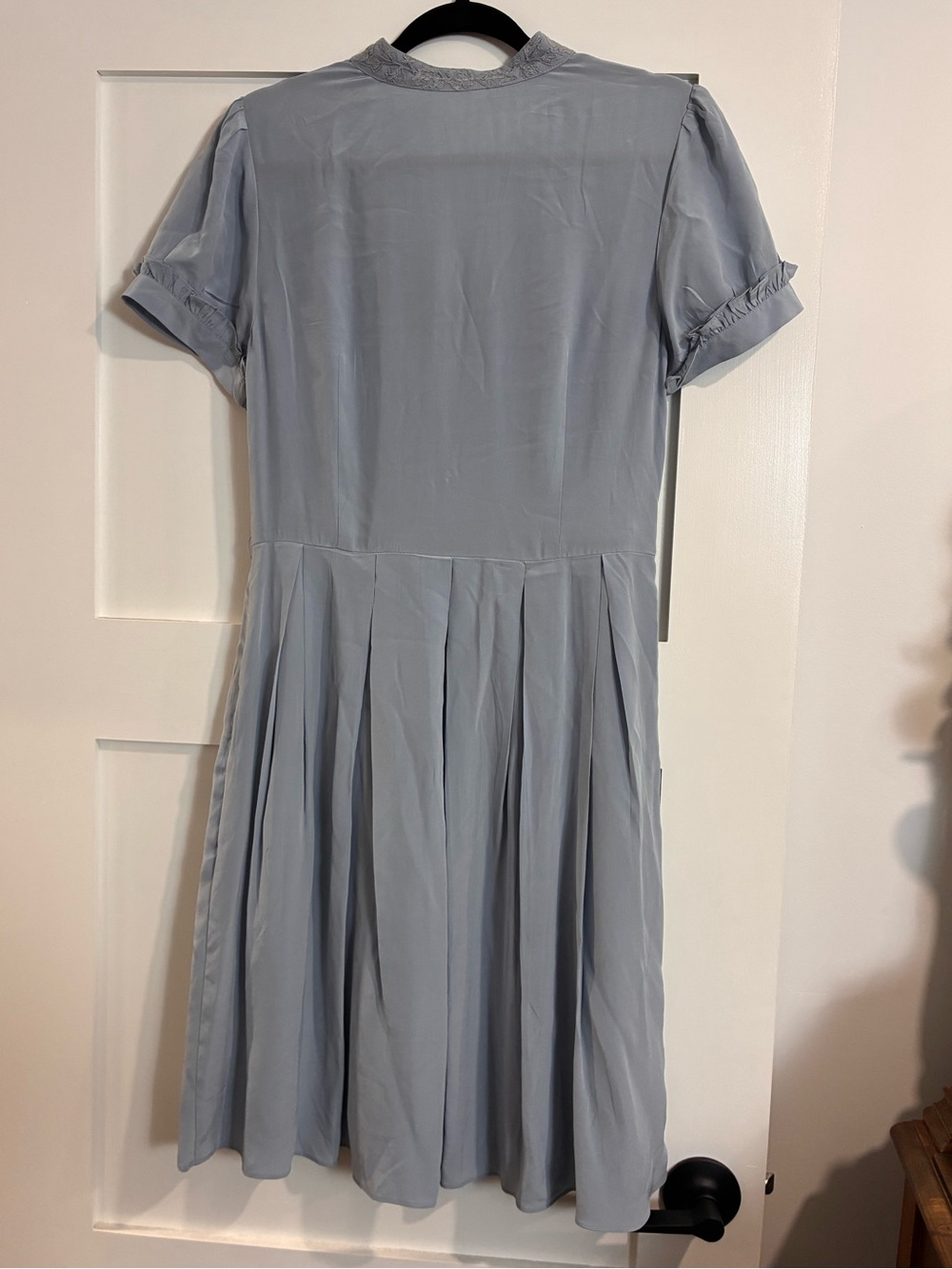 Anthropologie Dress Lil Brand Silk Lace Ruffle Baby Blue Size 8 - Picture 3 of 7